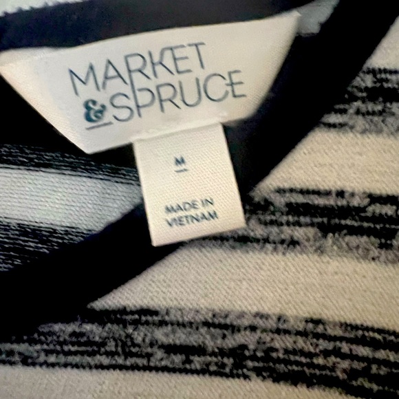 Market & Sprice navy blue stripe maxi dress size M - Picture 2 of 2